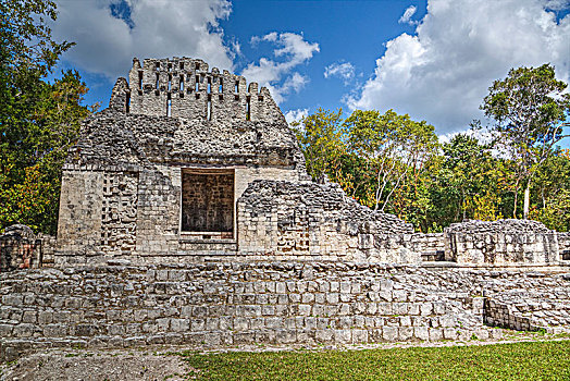建筑,玛雅人遗址,迟,经典,时期,坎佩切,墨西哥
