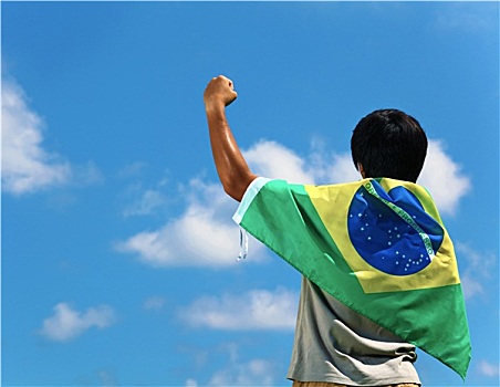 巴西,支持者,抬手