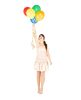 高兴,女孩,彩色,气球