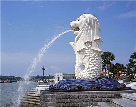 鱼尾狮,守卫,城市,雕塑,新,新加坡