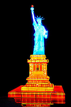 灯笼,节日,多伦多,自由女神像,象征,彩色,华美,光亮,发光,夜晚,安大略省,加拿大,2008年