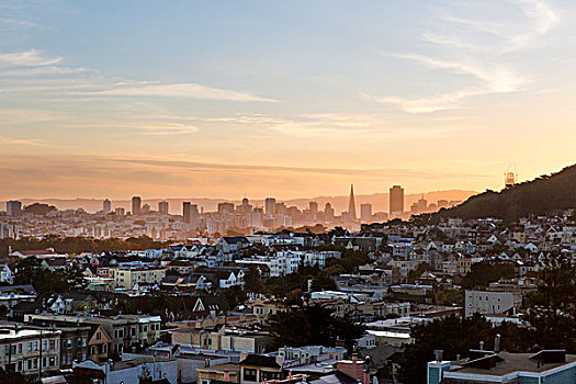向外看,上方,旧金山,日出