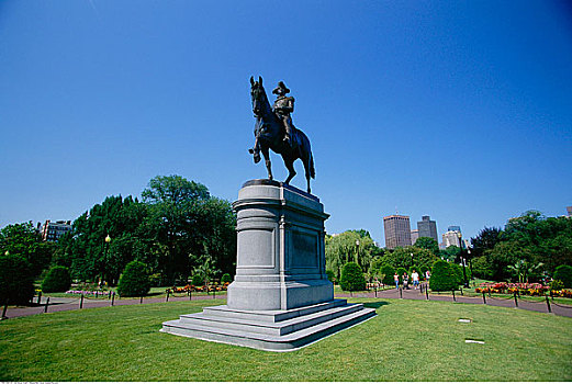 乔治-华盛顿,骑马雕像,波士顿公园,波士顿,马萨诸塞,美国