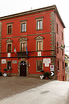 红色,市政厅,装饰,婚礼,省,格罗塞托,托斯卡纳,意大利,欧洲
