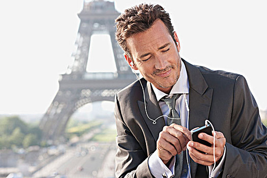 商务人士,手机,背景,巴黎,法兰西岛,法国