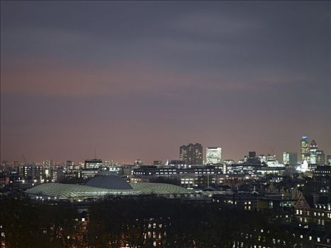 大英博物馆,屋顶,夜晚,风景