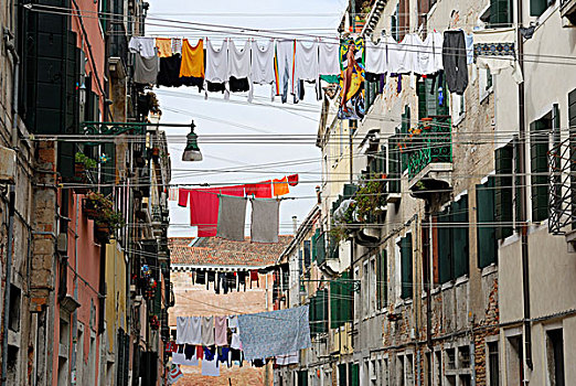 晾衣绳,伸展,小路,区域,威尼斯,威尼托,意大利,欧洲