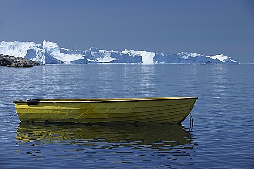 船,迪斯科湾,雅各布港冰川,伊路利萨特,格陵兰