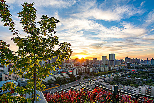 乌鲁木齐红山公园夕阳剪影