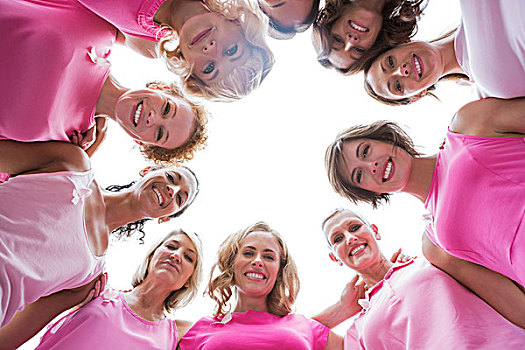 高兴,女人,微笑,圆,穿,粉色,乳腺癌
