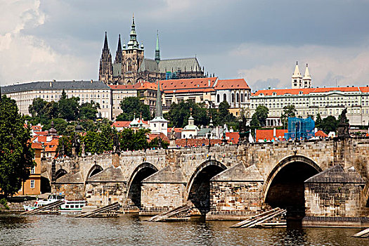 查理大桥,布拉格,城堡,拉德肯尼,波希米亚,捷克共和国,欧洲