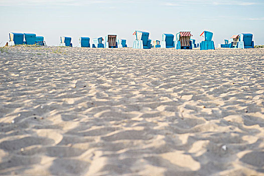 彩色,沙滩椅,沙滩,阿伦斯霍普,费施兰德-达斯-茨因斯特,半岛