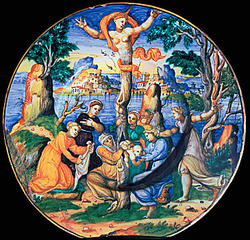 意大利人,陶器,盘子,展示,出生,16世纪,艺术家,未知