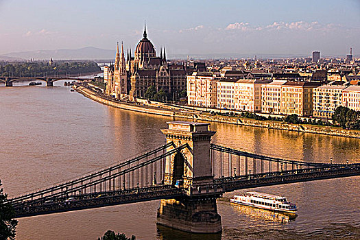 匈牙利,布达佩斯,国会大厦,链索桥,多瑙河,金光