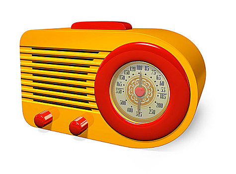30年代,旧式,黄色,红色,复古,无线电