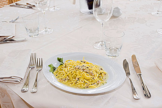 意大利面,桌子,餐馆,托斯卡纳,意大利,欧洲