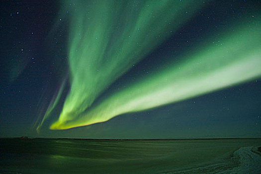 闪闪发光,帘,绿色,北极光,跳舞,南方,天空,上方,泻湖,夜晚,十月,2007年
