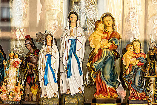 卢尔德,圣母玛利亚,塑像,礼品店,上巴伐利亚,巴伐利亚,德国,欧洲