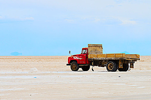 卡车,运输,盐,开采,盐湖,乌尤尼盐沼,波托西地区,玻利维亚,南美