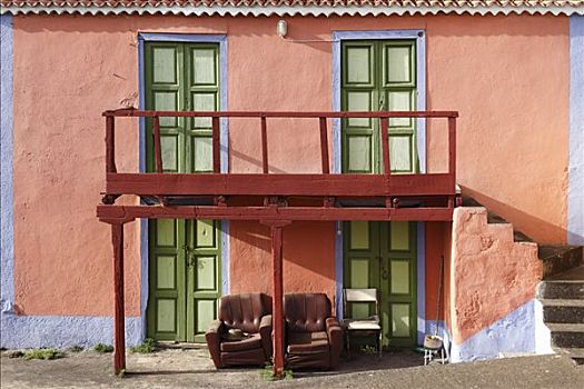 彩色,房子,帕尔玛,加纳利群岛,西班牙