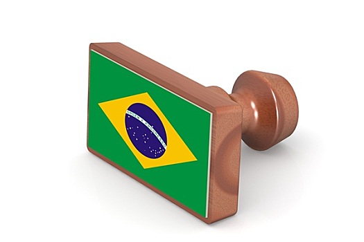 木质,图章,巴西,旗帜