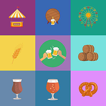 矢量,插画,啤酒,食物,图像,桶,品脱,穗,小麦,魅力,美食广场,彩色,背景