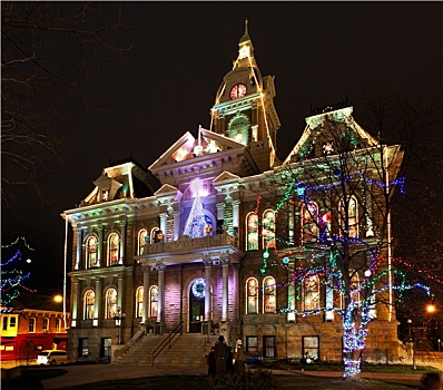 剑桥,俄亥俄,圣诞节,灯光