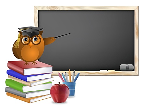 教室,黑板,书本,笔,苹果