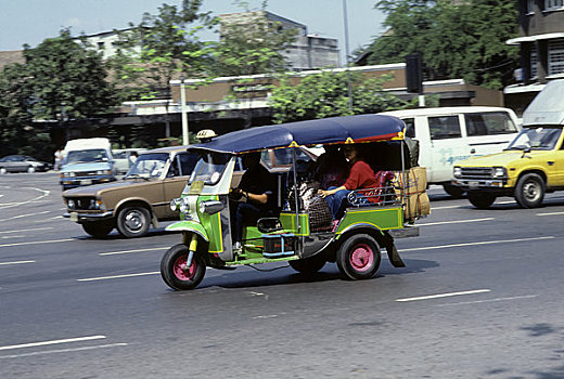 泰国,曼谷,街景,嘟嘟车,交通工具,特色,运输