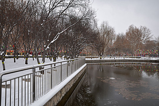 河北省石家庄市公园雪景