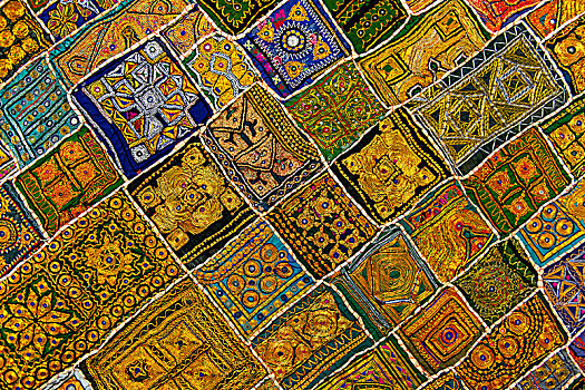 彩色,传统,壁挂,拉贾斯坦邦,小,镜子,印度,亚洲