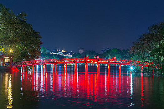 桥,儿子,庙宇,还剑湖,河内,越南,亚洲