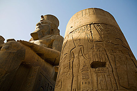 埃及,路克索神庙,卢克索神庙,巨大,坐,雕塑,拉美西斯二世