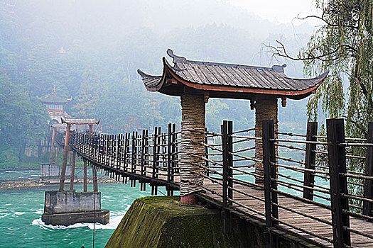吊桥,河,四川,中国