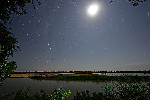 夜晚,照片,河,禁猎区,坦桑尼亚