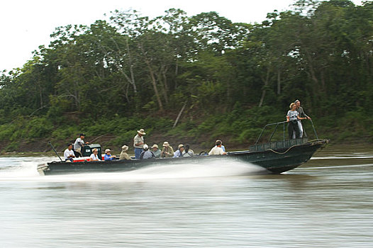 秘鲁,亚马逊盆地,河,游客,船