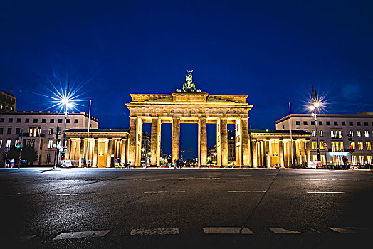 勃兰登堡门,夜晚,光亮,柏林,德国,欧洲