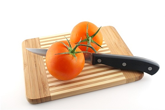 厨刀,红色,西红柿,准备,切菜板