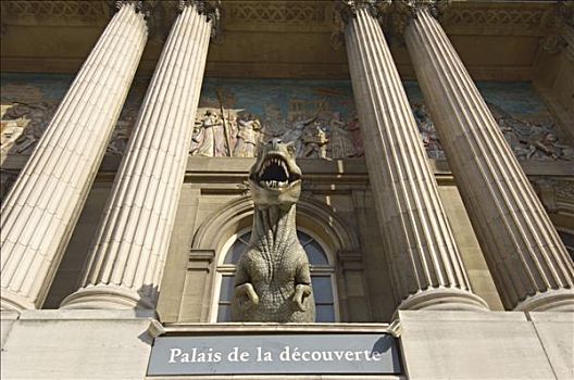 巴黎,巴黎八区,建筑,雕塑,恐龙,仰视,柱子