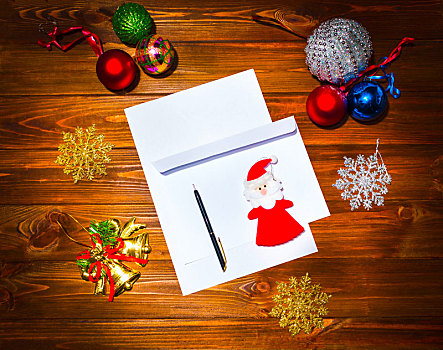 圣诞节,信,清单,祝贺,木质背景