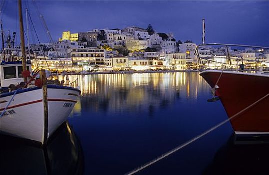船,港口,纳克索斯岛,城市,希腊,欧洲