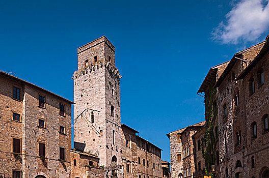 塔,建筑,戴拉广场,圣吉米尼亚诺,锡耶纳省,托斯卡纳,意大利