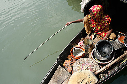 孟加拉,渔民,船,家,陆地