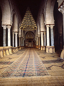 室内,大清真寺,凯鲁万,一个,伊斯兰,建筑,第一,重要,北非