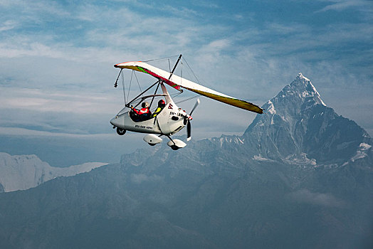飞行,飞,山,波卡拉,尼泊尔