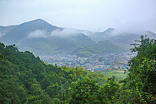 鄞州,塘溪镇,全景,俯瞰,乡镇,村庄,山水,房子