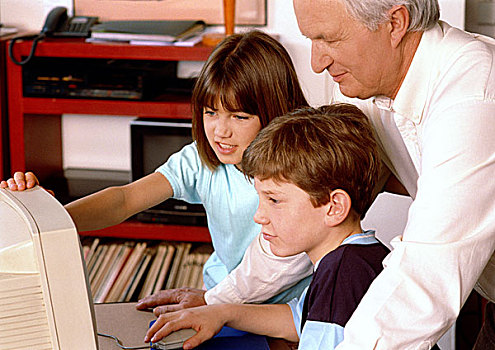 孩子,工作,电脑