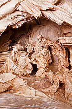 基督降生场景,雕刻,木头