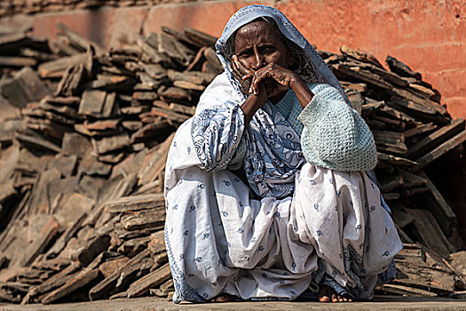 破旧,尼泊尔人,女人,传统服装,加德满都,尼泊尔,亚洲