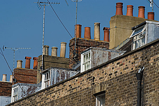 屋顶,烟囱,罐,坎特伯雷,肯特郡,英格兰
